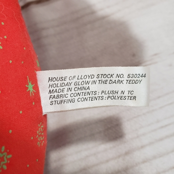 House Of Lloyd Christmas Glow In The Dark Teddy Bear Plush Vintage 13 Inch 1991 - Picture 8 of 10